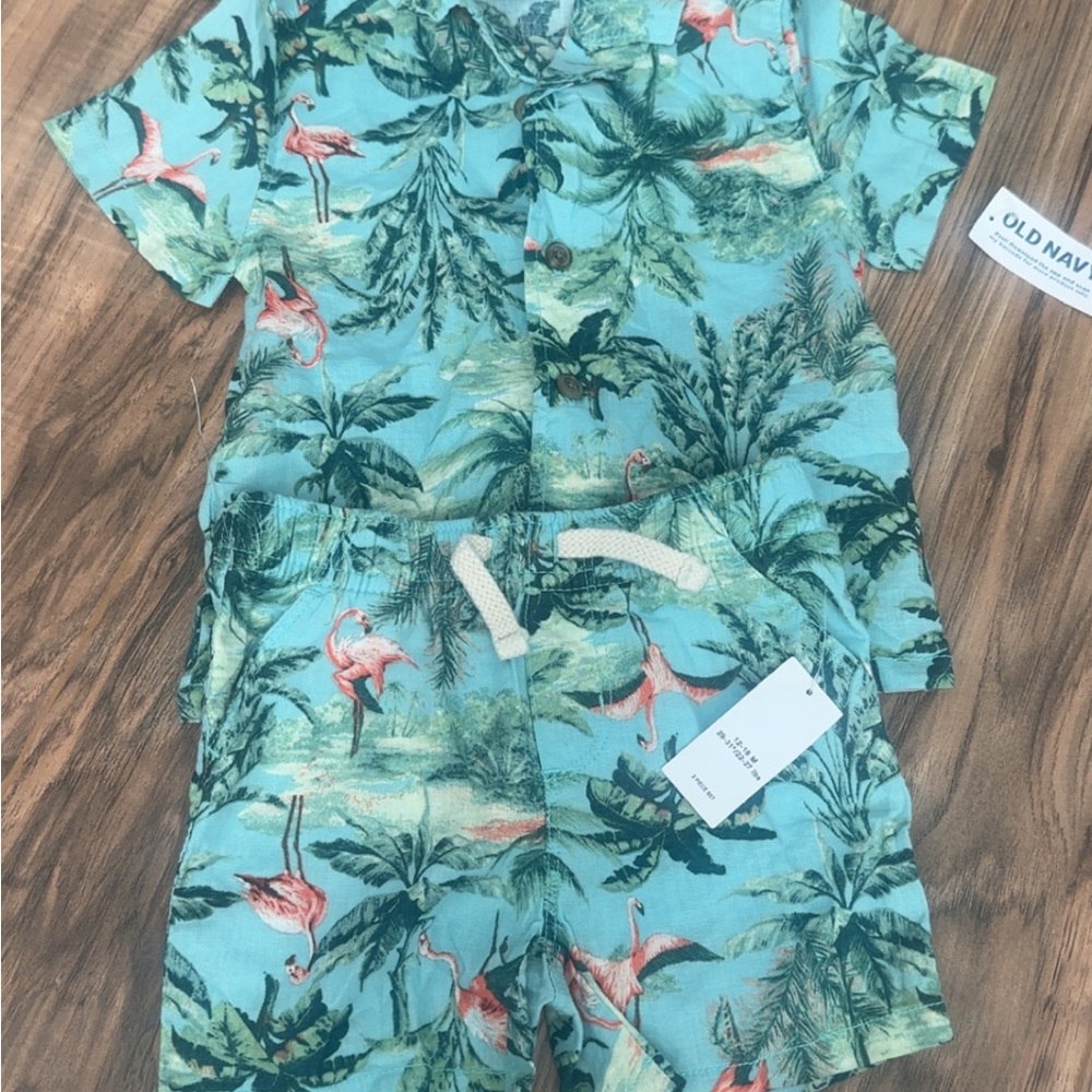 Old Navy Aqua Flamingo and Palm Set